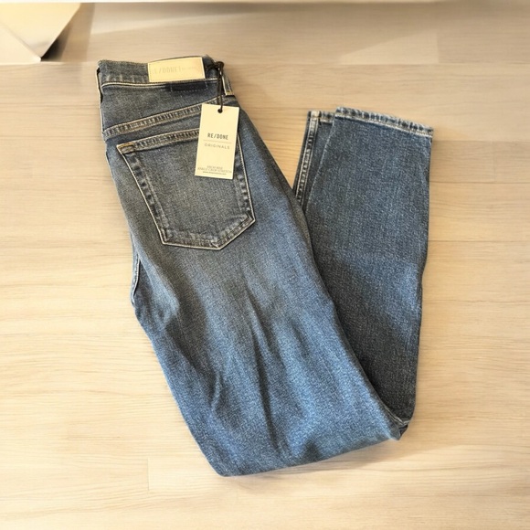 ReDone NWT size 28 high rise ankle cropped straight stretch mid 70’s denim jeans - Picture 3 of 16